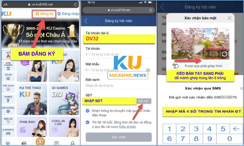 Cách đăng ký tài khoản Ku casino