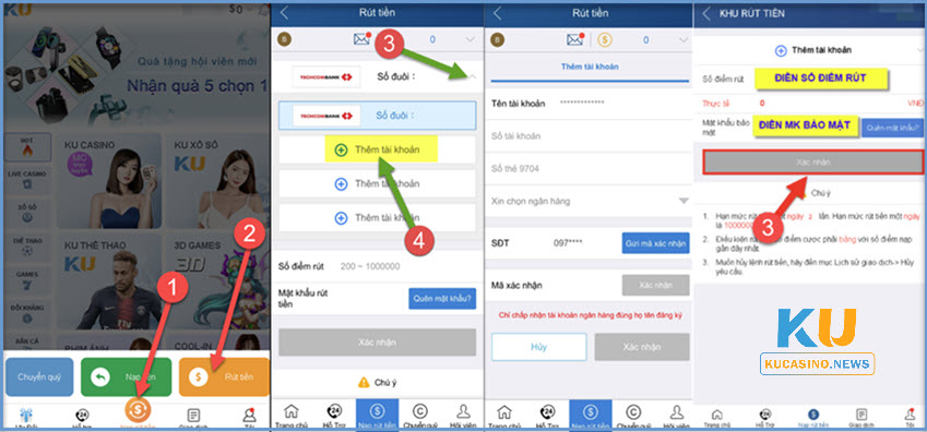 Hướng dẫn cách rút tiền Ku casino nhanh chóng